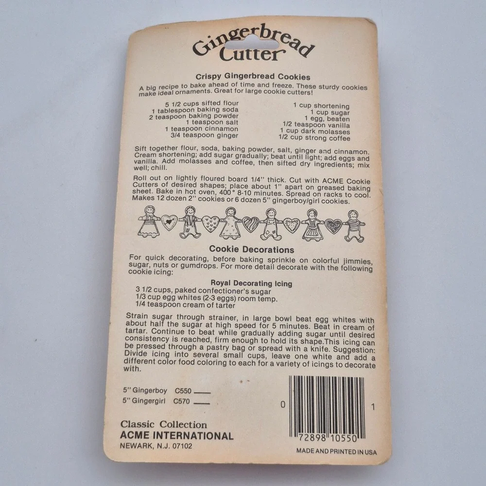 Gingerbread Cookie Cutter Acme International Handcrafted in USA Vintage Classic